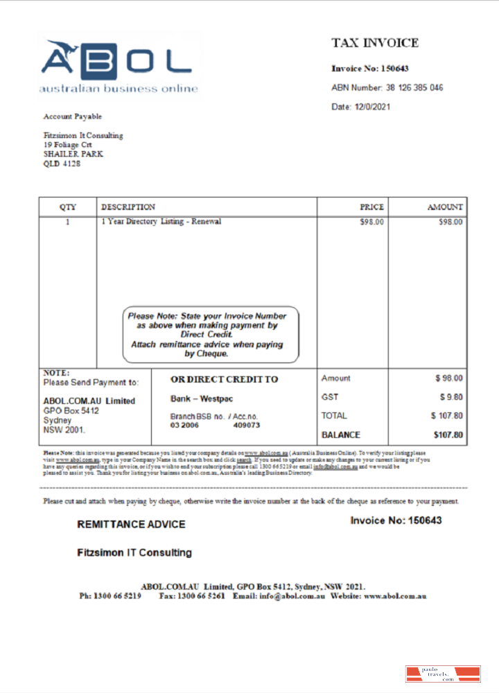 Australia ABOL marketing consultancy company invoice PSD template